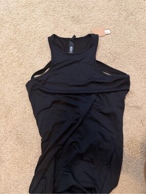 Skims M black Open back halter front maxi dress